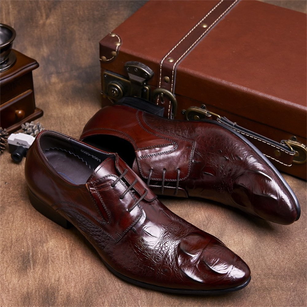 Men'S Formal Style - جلد البقر تنقش نمط التمساح النمط