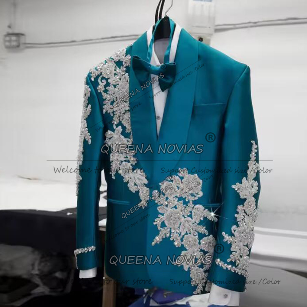 بدلات زفاف حصرية للعريس، ملابس - مراجعة Men Formal Wear Green وسعره