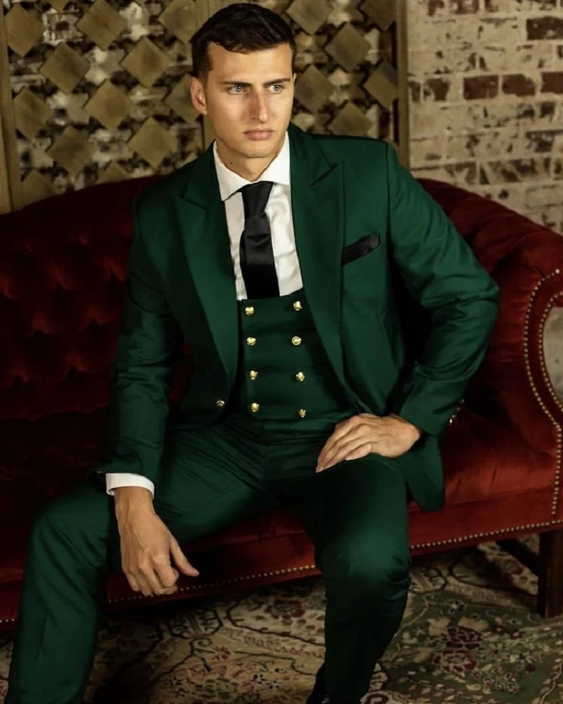 بدلة رجالية كلاسيكية خضراء رسم - مراجعة Men Formal Wear Green وسعره
