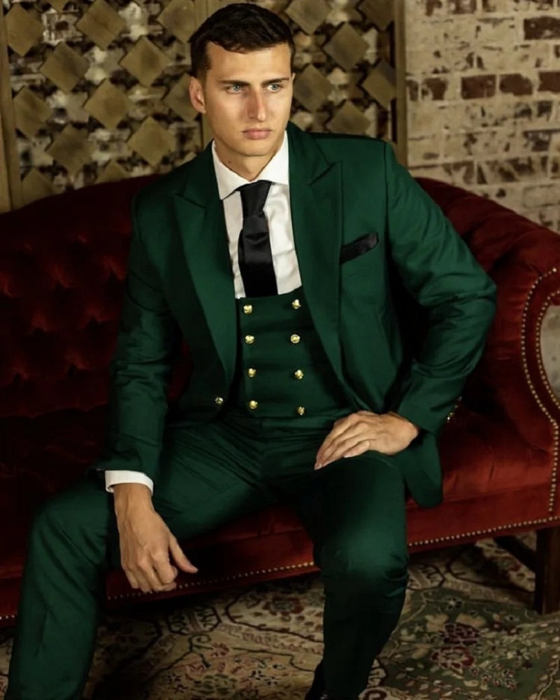 بدلة رجالية كلاسيكية خضراء رسم - مراجعة Men Formal Wear Green وسعره