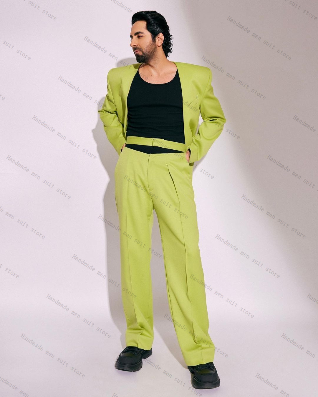 أزياء الرجال البدلة الخضراء مج - مراجعة Men Formal Wear Green وسعره