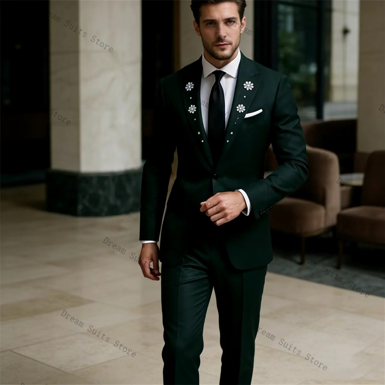 طقم بدلة رجالي كريستالز من قطع - مراجعة Men Formal Wear Green وسعره