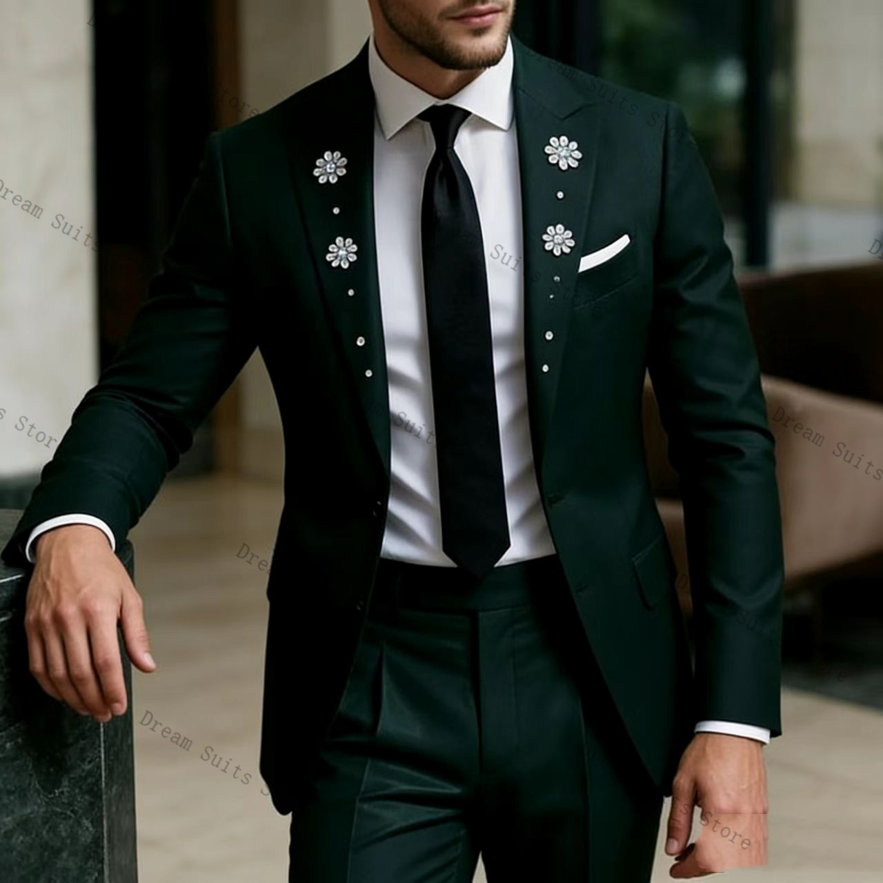 طقم بدلة رجالي كريستالز من قطع - مراجعة Men Formal Wear Green وسعره