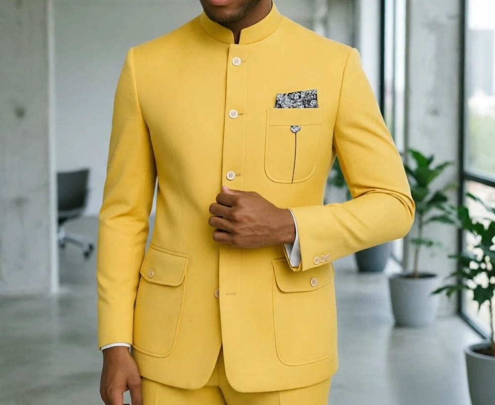 بدلة سفاري رجالية فاخرة باللون - مراجعة Men Formal Wear Green وسعره