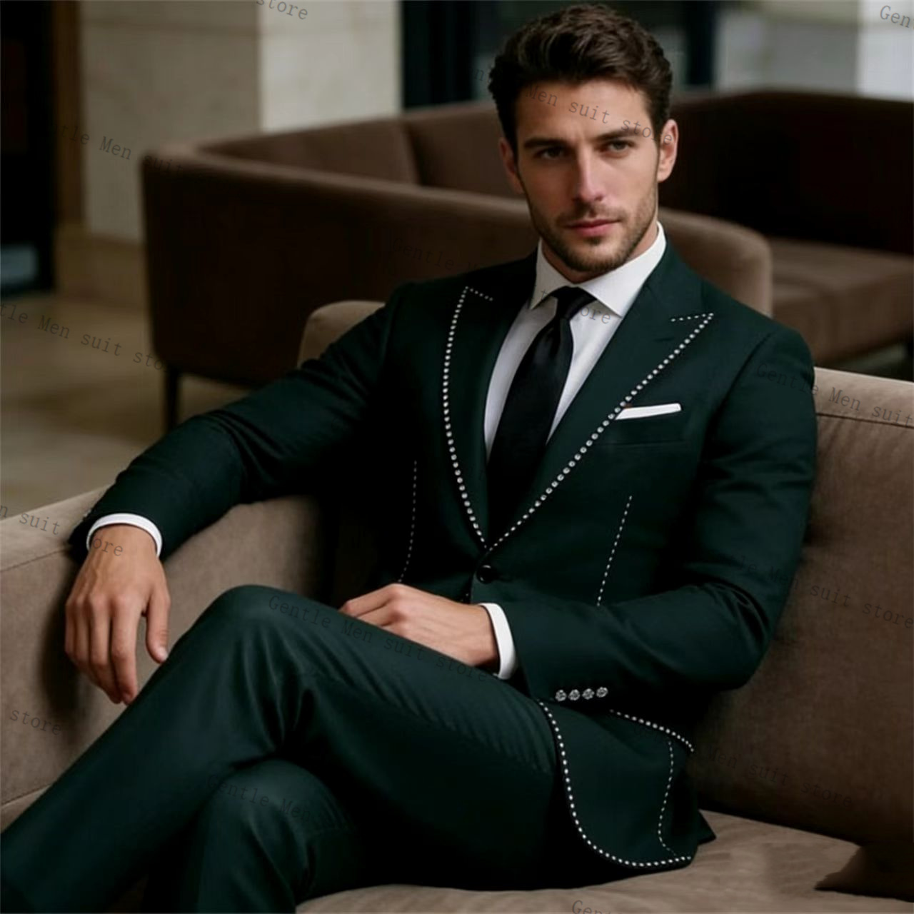 بدلة رجالية فاخرة خضراء اللون  - مراجعة Men Formal Wear Green وسعره